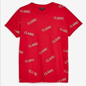 Topshop “Classic” Slogan Red Print T-Shirt size 4